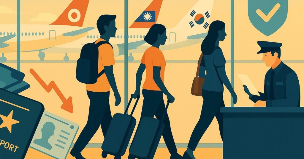 海外就労へ向かう旅客の列