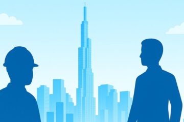 ホーチミン市ランドマーク81を背景に労働者のシルエット