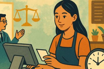 カフェで働くベトナム人学生を描いたイラスト