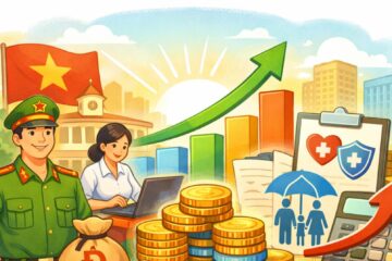 ベトナム公務員給与と社会保険料の上昇を示すイラスト