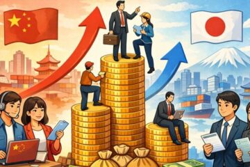中国語人材の需要拡大と賃金上昇を示すイラスト